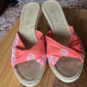 Sandals Coldwater Creek Women's Embroidered Peach Bandana Espadrille Women’s 10M